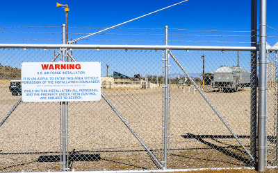 Warning at the installation main gate in Titan Missile National Historical Landmark 