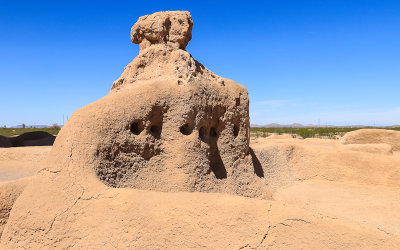 The ruins of a residence in the compound in Casa Grande Ruins National Monument