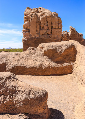 The ruins of a shelter in the compound in Casa Grande Ruins National Monument