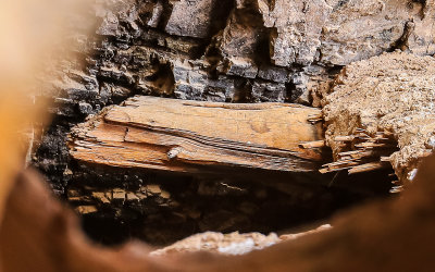 Upper floor structure as seen through a porthole in the Upper Cliff Dwelling in Tonto National Monument