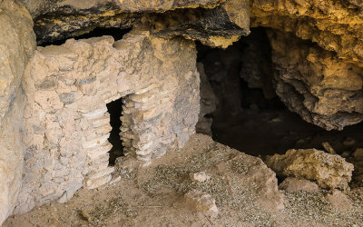 Ruin near water level inside of Montezuma Well in Montezuma Castle National Monument