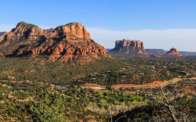 Twin Butts, Cathedral Rock and Bell Rock from the Airport Saddle in Sedona Arizona
