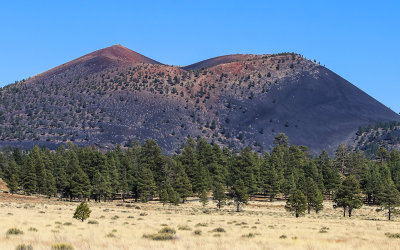 Sunset Crater (8039 ft.) from the west over Bonito Park in Sunset Crater Volcano National Monument