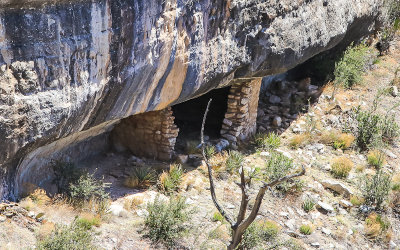 Dwelling in the cliffs across from the Island in Walnut Canyon National Monument