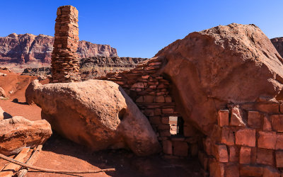 Ruins with the cliffs in the background in Vermilion Cliffs National Monument