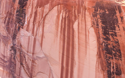 “Navajo tapestry” (watermarks) on a sandstone cliff in Rainbow Bridge National Monument