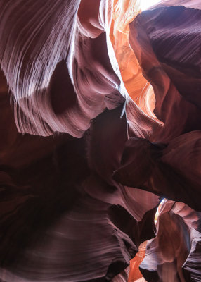 The view upwards in Antelope Canyon