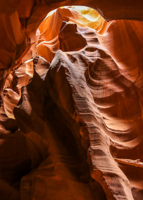 Looking toward the sunlight in Antelope Canyon