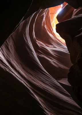 Light streaming into Antelope Canyon