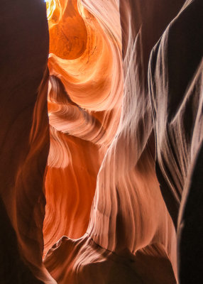 Sunlight on sandstone in Antelope Canyon