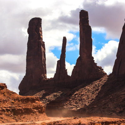 The Three Sisters formation in Monument Valley