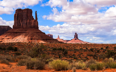 West Butte, King On His Throne and Castle Butte in Monument Valley