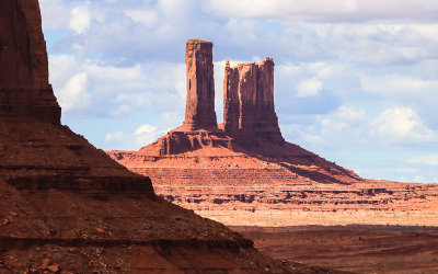 Castle Butte, Bear and Rabbit and Stagecoach in Monument Valley