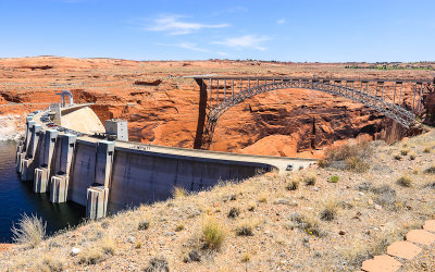 The Glen Canyon Dam and US 89 bridge in Glen Canyon NRA