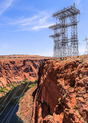 High power lines over Glen Canyon and the Colorado River in Glen Canyon NRA