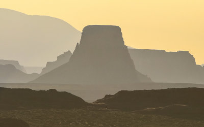Backlit Tower Butte in the early morning in Glen Canyon NRA