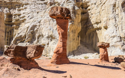 Three hoodoos along the Toadstools Trail in Grand Staircase-Escalante NM