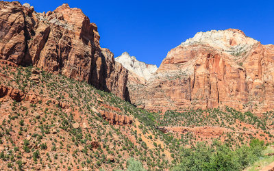 Mountains along the Zion-Mount Carmel Highway near the tunnel in Zion National Park