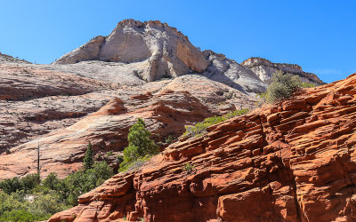 Rock formations along the Zion-Mount Carmel Highway in Zion National Park
