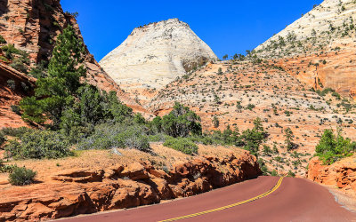 White sandstone formation along the Zion-Mount Carmel Highway in Zion National Park