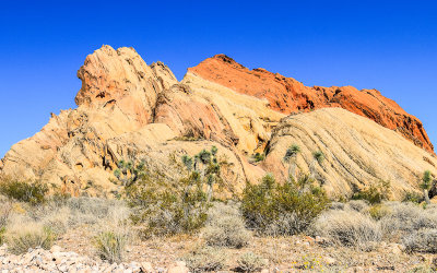 Colorful rock formation in the Whitney Pockets area in Gold Butte National Monument