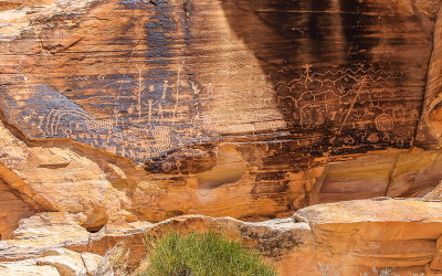 Lower Wall Panel petroglyph in the Falling Man area in Gold Butte National Monument