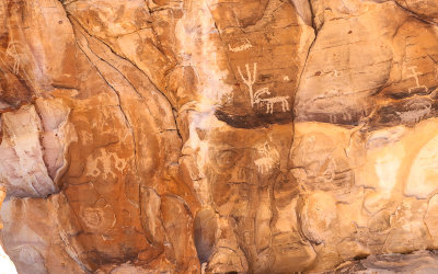 Center of Large Man petroglyph panel in the Falling Man area in Gold Butte National Monument