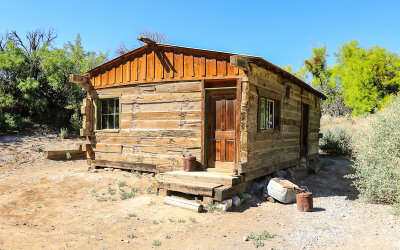 Railroad tie cabin built in the 1920s in Desert National Wildlife Refuge
