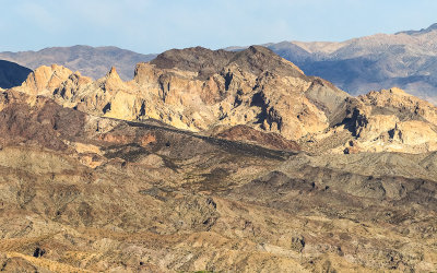 An eroded mountain top to the east of Lake Mohave in Lake Mead National Recreational Area