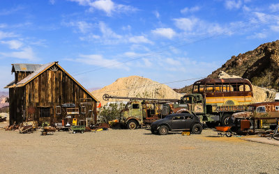 Old cars, trucks and equipment in El Dorado Canyon, Nelson Nevada