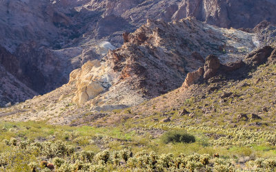 Rock outcropping at the base of the Eldorado Mountains in El Dorado Canyon, Nelson Nevada
