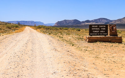 Remote dirt road entrance at Tuweep in Grand Canyon National Park 