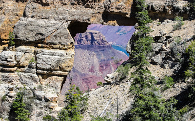 Looking through Angels Window at the Colorado River in Grand Canyon National Park