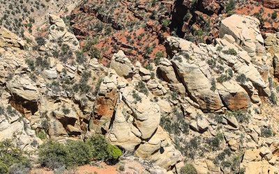 Rock formation far below the Cape Royal Trail in Grand Canyon National Park