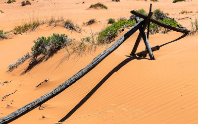 Fence and dunes in Coral Pink Sand Dunes State Park