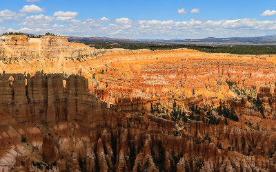 The Bryce Amphitheater with the Wall of Windows in the shadows in Bryce Canyon National Park 