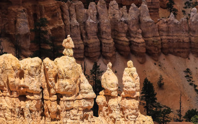 Balanced formations in the Bryce Amphitheater in Bryce Canyon National Park