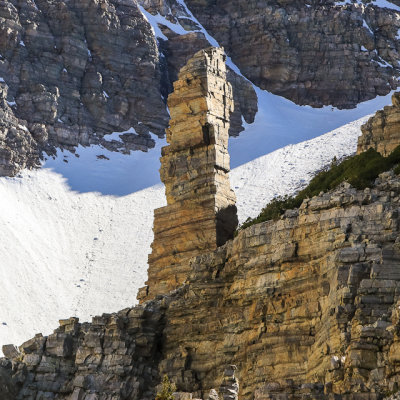 Rock tower below Wheeler Peak as seen from along the Glacier Trail in Great Basin National Park