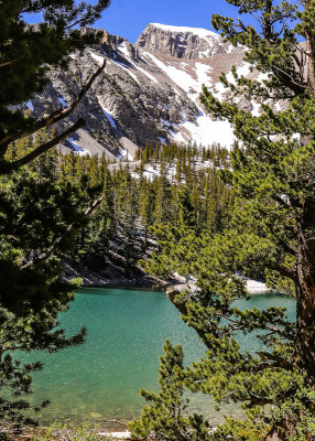 Wheeler Peak over Teresa Lake along the Alpine Lakes Trail in Great Basin National Park