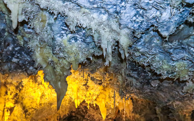 Stalactites and Helictites in an ornate area of the cave in Timpanogos Cave National Monument