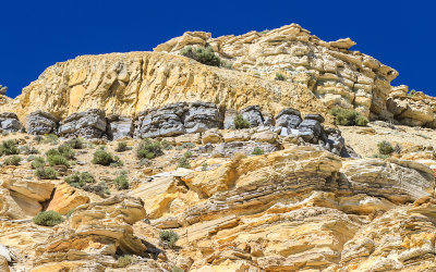 Layers of rock in the ridge over the Historic Quarry Trail in Fossil Butte National Monument