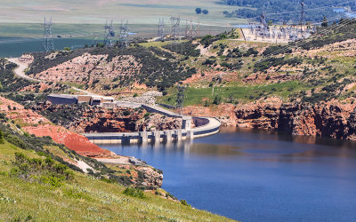 Yellowtail Dam as seen from the Ok-A-Beh Scenic Drive in Bighorn Canyon National Recreation Area - North