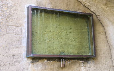 Signature in sandstone of Captain William Clark on July 25 1806 in Pompeys Pillar National Monument