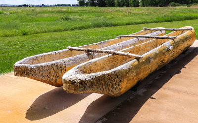 Replica of the tree trunk canoe used by the expedition in Pompeys Pillar National Monument