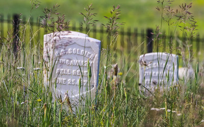 7th Calvary Soldiers markers on Last Stand Hill in Little Bighorn Battlefield National Monument