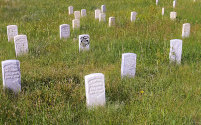 Marking where soldiers fell on Last Stand Hill in Little Bighorn Battlefield National Monument