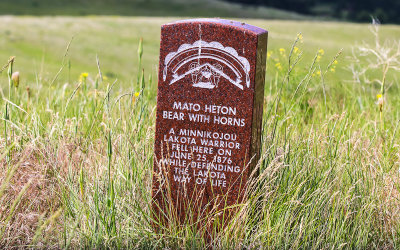 Lakota Warrior marker along the Deep Ravine Trail in Little Bighorn Battlefield National Monument
