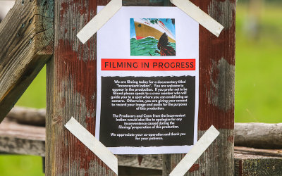 Filming notice at the Real Bird Reenactment Event