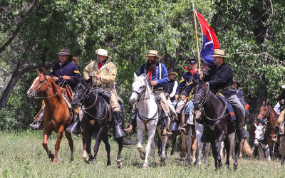 Lt. Col. George Armstrong Custer leads the U.S. 7th Cavalry at the Battle of the Little Bighorn 