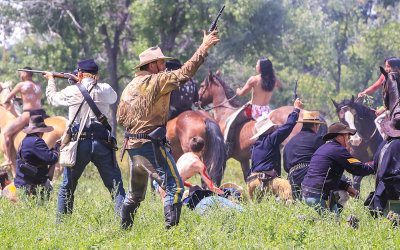 U.S. 7th Cavalry troops stand their ground at the Battle of the Little Bighorn